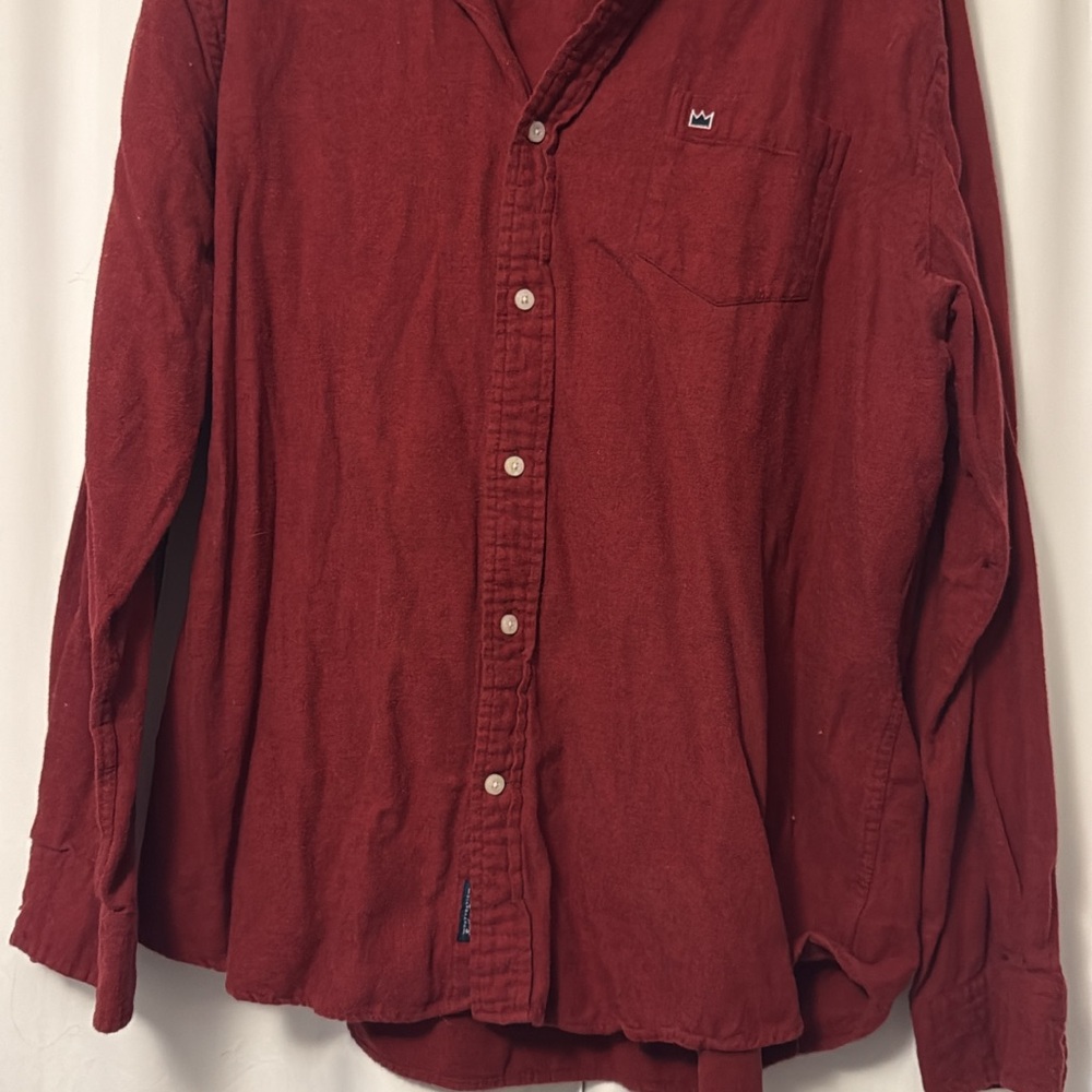Men's Crown and Ivy Maroon Button-Up Shirt w/ Elbow Patches